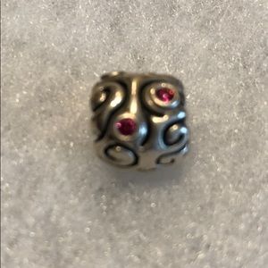 Silver Bead w Pink Stones